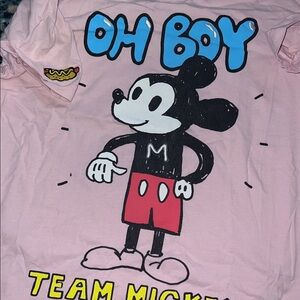 Disney Pink Mickey Mouse Two sided Ladies  Shirt Small GUC